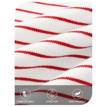 MEROKEETY Women's 2024 Striped Sweater Hoodies Long Sleeve Fall Casual Loose Pullover Sweatshirts, Red, XL