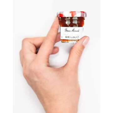 Gift Box of 8 Gourmet French Preserves, 1 oz. Mini Jars: 2 Strawberry and 1 each of Raspberry, Muscat Grape Jelly, Honey, Apricot, Wild Blueberry Preserves & Orange Marmalade