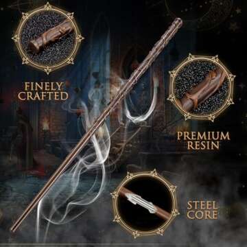 EZVYAO Wizard Wand Magic Witch Sorcerer Wands for Kids Cosplay Party Costume Accessories, Leaf