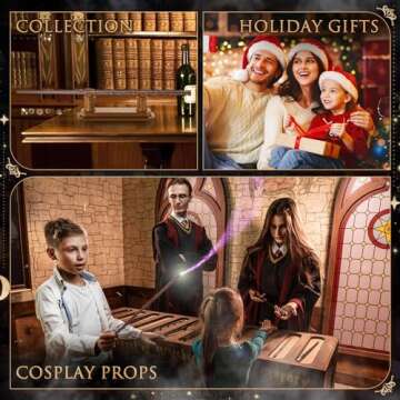 EZVYAO Wizard Wand Magic Witch Sorcerer Wands for Kids Cosplay Party Costume Accessories, Leaf