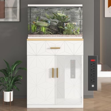 Saudism 20 Gallon Fish Tank Stand with Charging Station