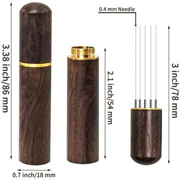 Zolunu Espresso Coffee Stirrer 5 Needles 0.4mm Espresso Distribution Tools, Natural Wood Handle and ...