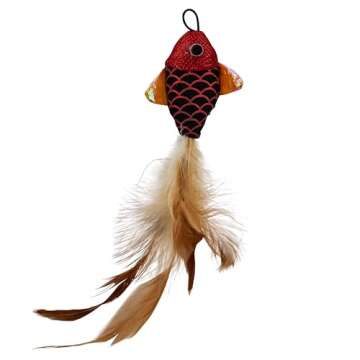 Cat Caster Fishing Pole Toy | Tangle Free, Retractable & Easy to Store. Includes Two Interchangeable Teaser Toys | The Ultimate Gift for Kitty Lovers, Fish Bone