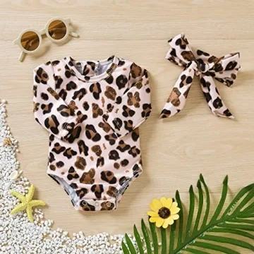 Adorable Infant Girls One Piece Leopard Swimsuit for Summer
