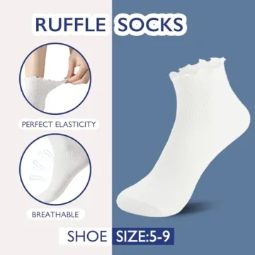 Cute Hstyle Ruffle Socks - 6 Pair Pack for Women