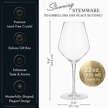 Elegant ELIXIR Wine Glasses Set - 4 Hand-Blown Crystal Glasses