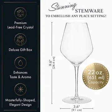 Elegant ELIXIR Wine Glasses Set - 4 Hand-Blown Crystal Glasses