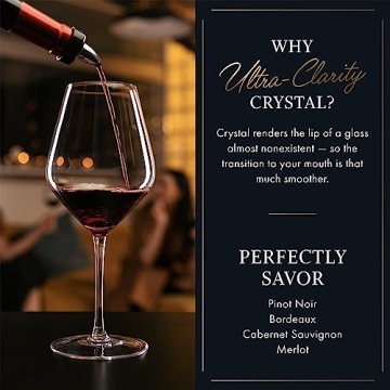 Elegant ELIXIR Wine Glasses Set - 4 Hand-Blown Crystal Glasses