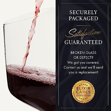 Elegant ELIXIR Wine Glasses Set - 4 Hand-Blown Crystal Glasses