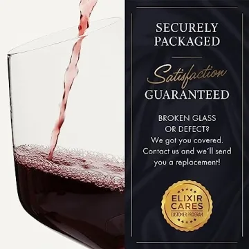 Elegant ELIXIR Wine Glasses Set - 4 Hand-Blown Crystal Glasses
