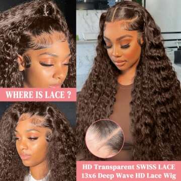 200 Density Chocolate Brown Lace Front Wig Human Hair 30 Inch 13x6 HD Deep Wave Lace Front Wigs Huma...