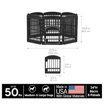 IRIS USA 34" Exercise 8-Panel Pet Playpen for Dogs