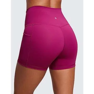 CRZ YOGA Women's Naked Feeling High Waisted Biker Shorts - 4'' with Pockets