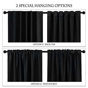 PONY DANCE Short Blackout Curtains 45 inch Long - Perfect for Bedroom, Bath & Kitchen - Thermal Insu...