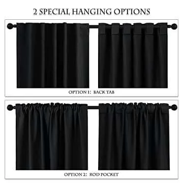 PONY DANCE Short Blackout Curtains 45 inch Long - Perfect for Bedroom, Bath & Kitchen - Thermal Insu...