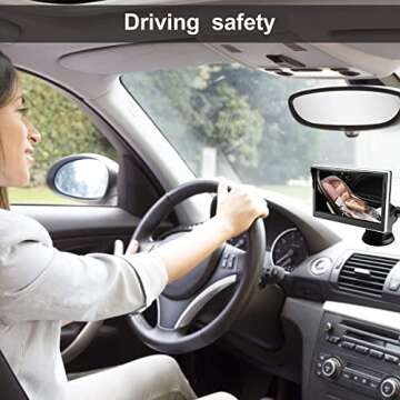 Baby Car Camera for Rear Facing, 5 Inch 1080P Infants Car Back Seat Mirror Baby Safety Camera with M...