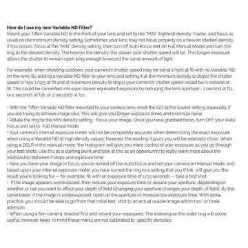 Tiffen 82mm Variable ND Filter for Photographers and Videographers