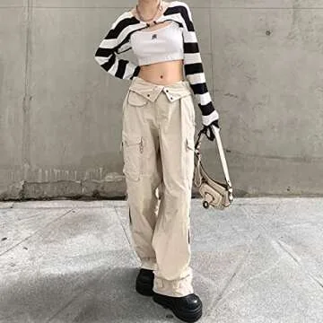 PICPUNMAK Women Grunge Crochet Knit See Through Crop Tops Cover Up Shrug Long Sleeve Crew Neck Casual Cropped Smock Top Black and White