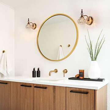 ZILANL 2-Pack Wall Sconces Brass Bathroom Vanity Lighting Fixtures, Spray Painting Process Modern Va...