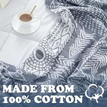 JINCHAN Boho Cotton Muslin Blanket - Cozy Reversible Throw