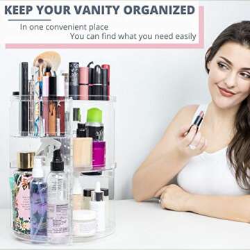 360 Rotating Makeup Organizers, Acrylic Makeup Organizers Bathroom Lazy Susan Organizer 360 Organizer Makeup Spinning Cosmetics Organizer Perfume Organizer for Cosmetics, Brushes, Creams - Clear