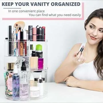 360 Rotating Acrylic Makeup Organizer for Beauty Essentials