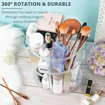 360 Rotating Acrylic Makeup Organizer for Beauty Essentials