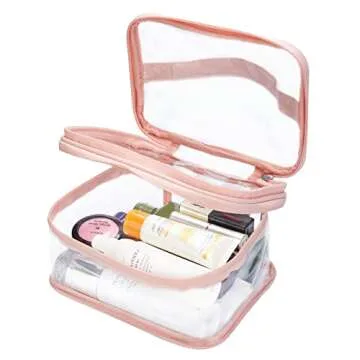 HAOGUAGUA Double Layer Clear Cosmetic Bag Makeup Bag, Waterproof Travel Toiletry Bag, Transparent PV...