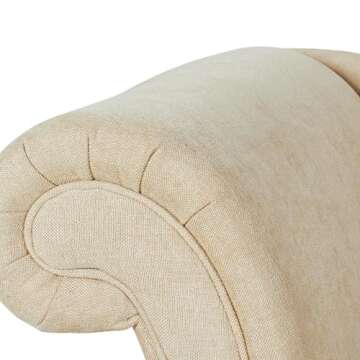 Jennifer Taylor Home Harrison Tufted Roll Arm Chaise Lounge, Beige Chenille