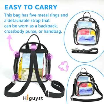 Higuyst Clear Mini Backpack Stadium Approved, Small Clear Backpack for Women, Festival Sports Events...