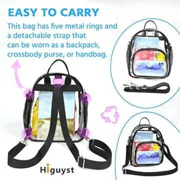 Higuyst Clear Mini Backpack Stadium Approved Small Clear Backpack for Women Festival Sports Events S...