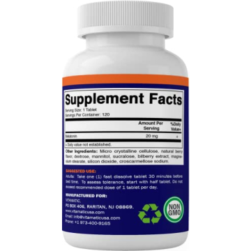 Vitamatic Melatonin 20mg Tablets | Natural Sleep Aid | 120 Tablets