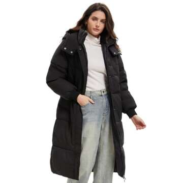 PUFFIT Long Puffer Jacket for Women,2024 Thickened Winter Coat Hooded with Deep Pockets, Ladies Warm Winter Jacket