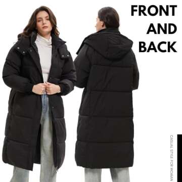 PUFFIT Long Puffer Jacket for Women,2024 Thickened Winter Coat Hooded with Deep Pockets, Ladies Warm Winter Jacket