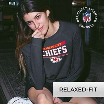 Team Fan Apparel NFL Womens Charcoal Crew Neck Football Apparel, Light Weight Slouchy Raglan Sleeve ...