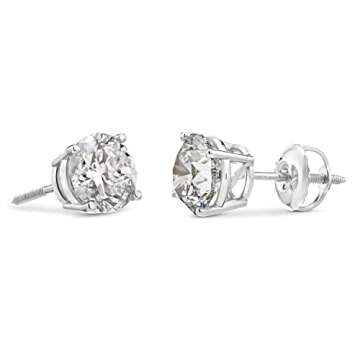 Amazon Essentials Certified 14k White Gold Diamond with Screw Back and Post Stud Earrings (1 cttw, J...