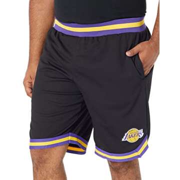 Ultra Game Mens Active Knit Training NBA Woven Team Logo Poly Mesh Basketball Shorts, Black, Large US