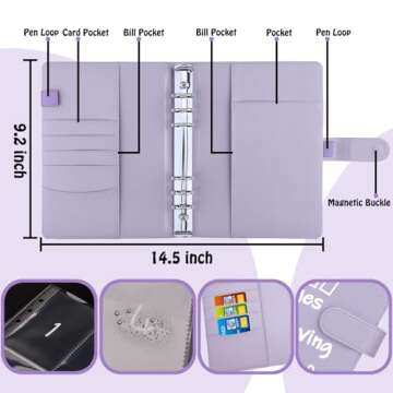 Antner 100 Envelopes Challenge Binder Savings Challenges Book to Save $5,050 and $500 and $10,000, A5 Money Saving Planner Budget Binder with Cash Envelopes, Purple