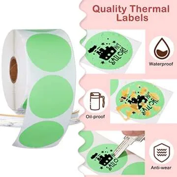 Epakh 5 Rolls 3750 Labels Thermal Stickers 2 Inch Round Thermal Labels Multi Purpose Colorful Self Adhesive Direct Circle Printer Sticker for Business DIY Code Name Tag