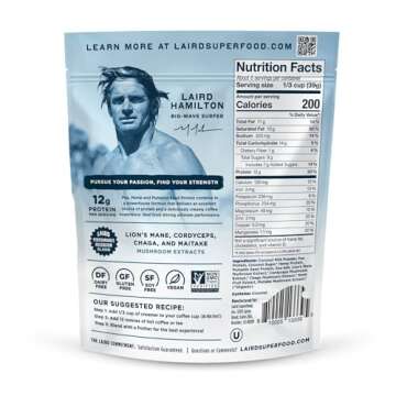 Laird Superfood Non-Dairy Protein Creamer, Sweet & Creamy + Adaptogens, Superfood Creamer with Funct...