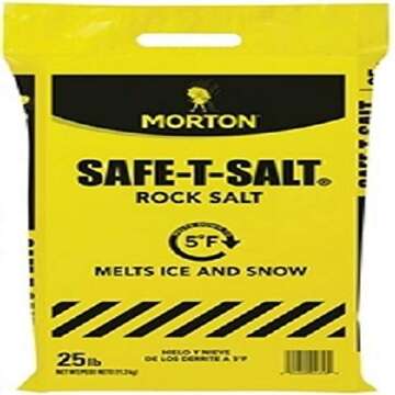 Morton Safe-T-Salt Rock Salt: Efficient 25 LB Ice Melter and Traction Aid