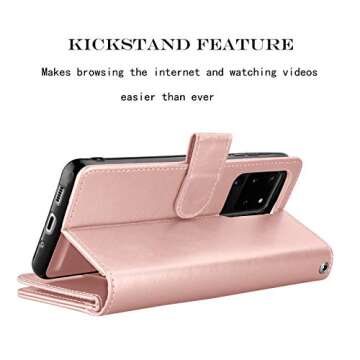 Njjex Galaxy S20 Plus Case, for Samsung Galaxy S20+ S20 Plus Wallet Case （6.7", [9 Card Slots] PU Leather ID Credit Holder Folio Flip [Detachable] Kickstand Magnetic Phone Cover & Lanyard [Rose Gold]