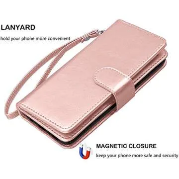 Njjex Galaxy S20 Plus Case, for Samsung Galaxy S20+ S20 Plus Wallet Case （6.7", [9 Card Slots] PU Leather ID Credit Holder Folio Flip [Detachable] Kickstand Magnetic Phone Cover & Lanyard [Rose Gold]