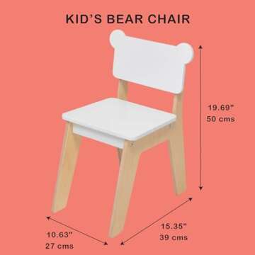 Mentari Toys - Kid’s Bear Chair - Wooden Animal Themed Chair - Children’s Playroom Furniture - S...
