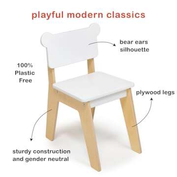 Mentari Toys - Kid’s Bear Chair - Wooden Animal Themed Chair - Children’s Playroom Furniture - Sturdy Chair for Play and Learning - Age 3+