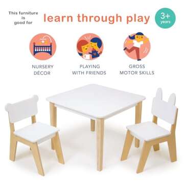 Mentari Toys - Kid’s Bear Chair - Wooden Animal Themed Chair - Children’s Playroom Furniture - Sturdy Chair for Play and Learning - Age 3+