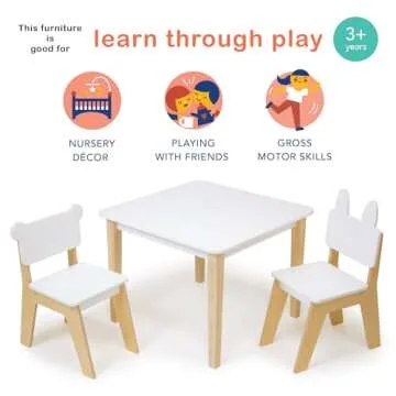 Mentari Toys - Kid’s Bear Chair - Wooden Animal Themed Chair - Children’s Playroom Furniture - Sturdy Chair for Play and Learning - Age 3+