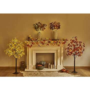 Lighted Fall Tree Branches with Timer – 25IN Maple Decor