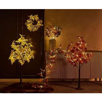 Lighted Fall Tree Branches with Timer – 25IN Maple Decor