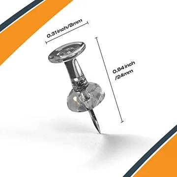 215 Clear Push Pins for School, Office and Crafts